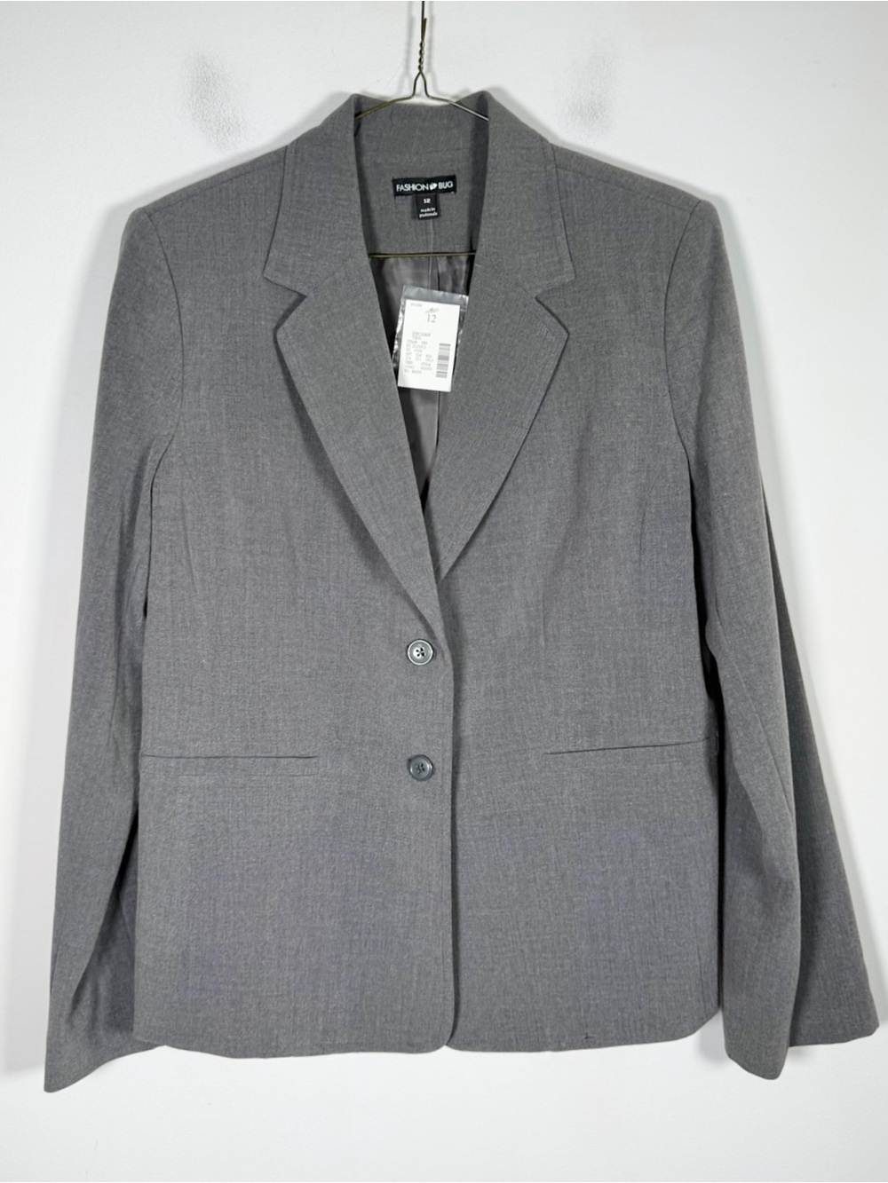 Fashion Bug Women's NWT Size 12 Gray Enchanted Blazer Jacket Button Closure